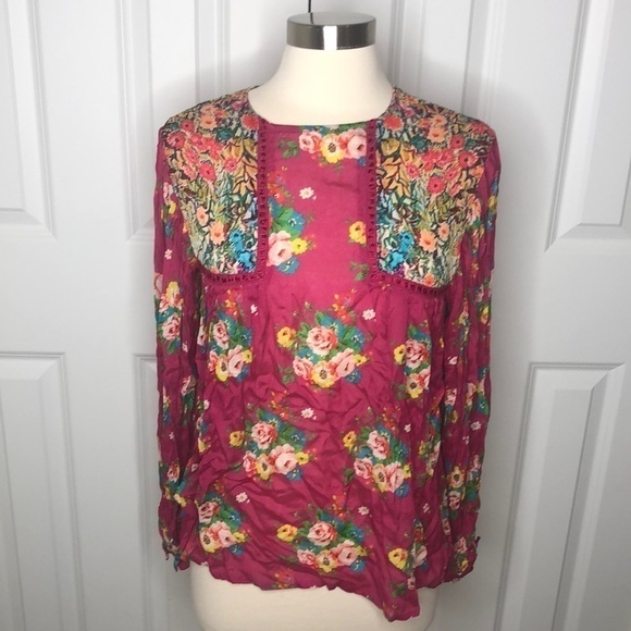 Bl^nk London Long Sleeve Floral Blouse S - Picture 1 of 6